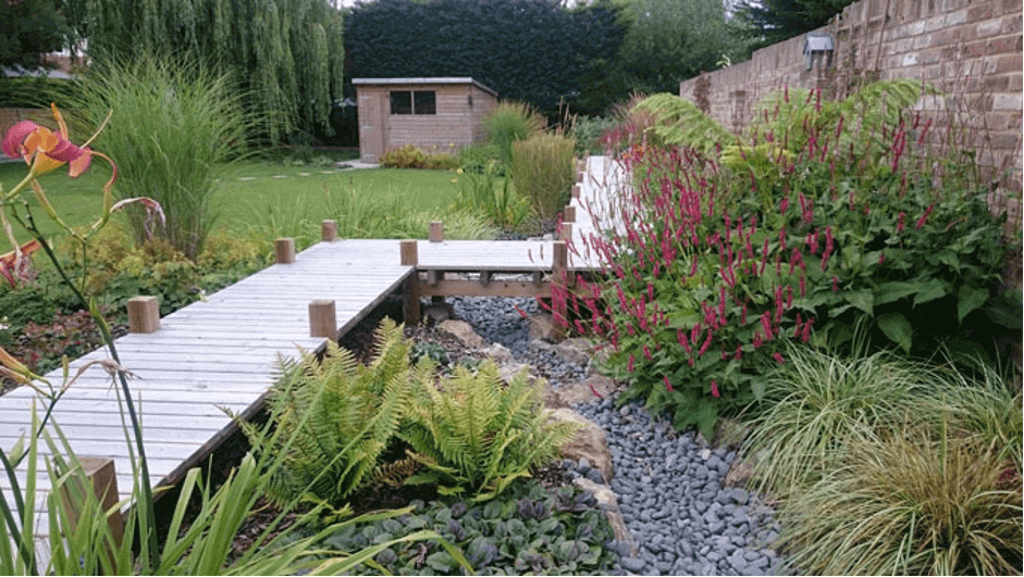 design solution for a waterlogged garden